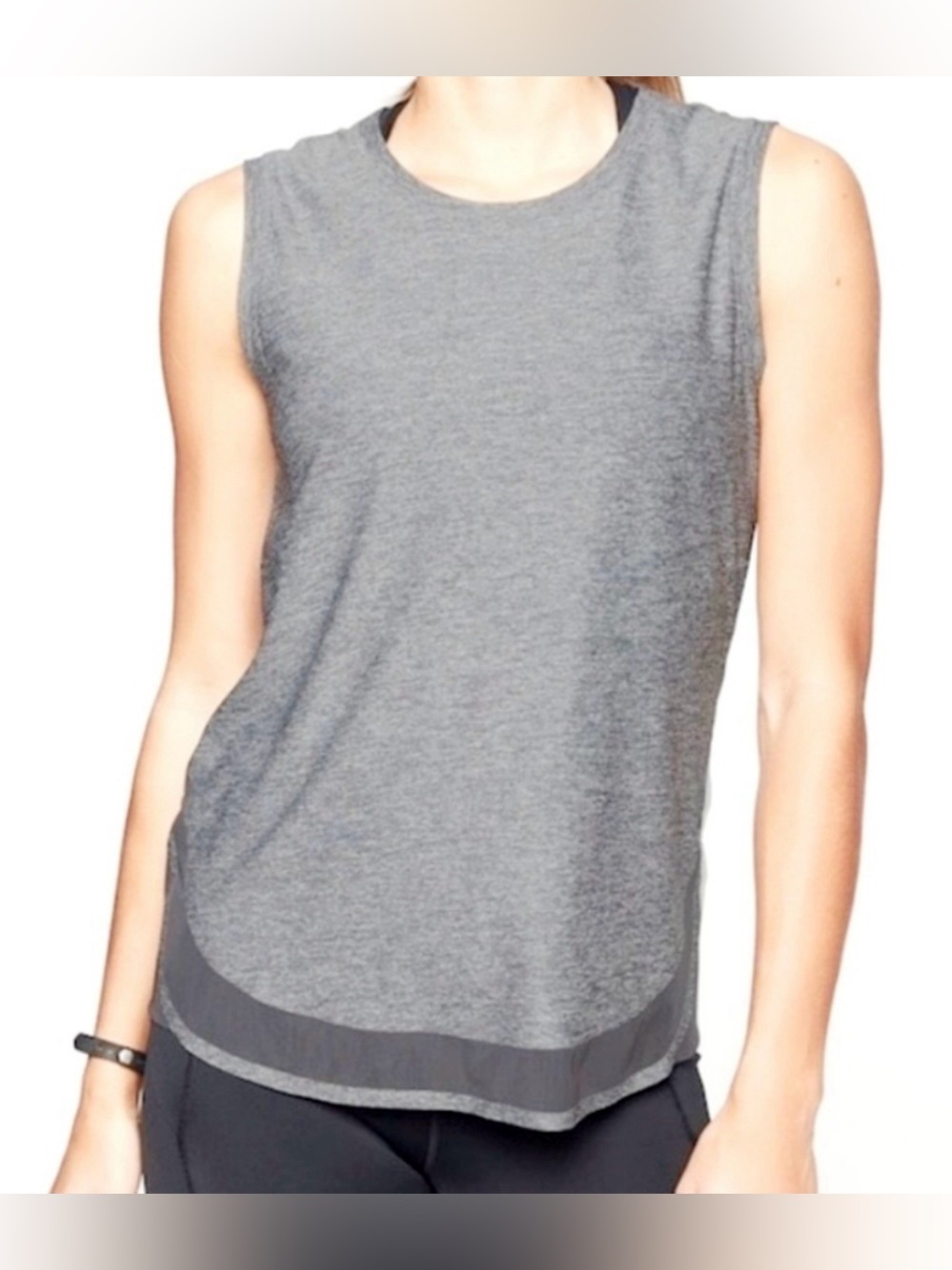 ATHLETA CADENCE GRAY TANK TOP WITH MESH DETAILS